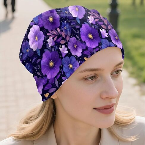 Black Star Women's Slouchy Beanie Hat Cute Turban Hats Cancer Headwear Caps Baggy Skull Sleep Scarf in Saudi Arabia
