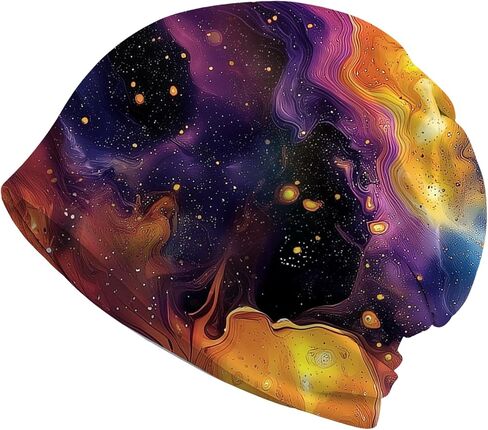 Abstract Neon Purple Women's Slouchy Beanie Hat Cute Turban Hats Cancer Headwear Caps Baggy Skull Sleep Scarf in Saudi Arabia
