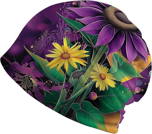 Abstract Neon Purple Women's Slouchy Beanie Hat Cute Turban Hats Cancer Headwear Caps Baggy Skull Sleep Scarf in Saudi Arabia