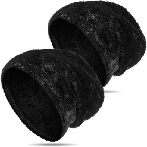 2 Pcs Faux Rabbit Fur Unisex Beanie Hats for Men Women Hats Knit Winter Beanies Skull Caps Black in Saudi Arabia