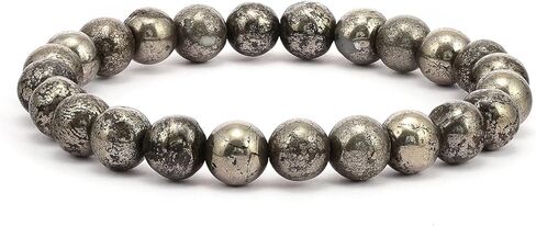Lab Certified Pyrite Healing Bracelet – 8mm Natural Gemstone Beads, Stretch Elastic Bracelet for Women & Men in Saudi Arabia