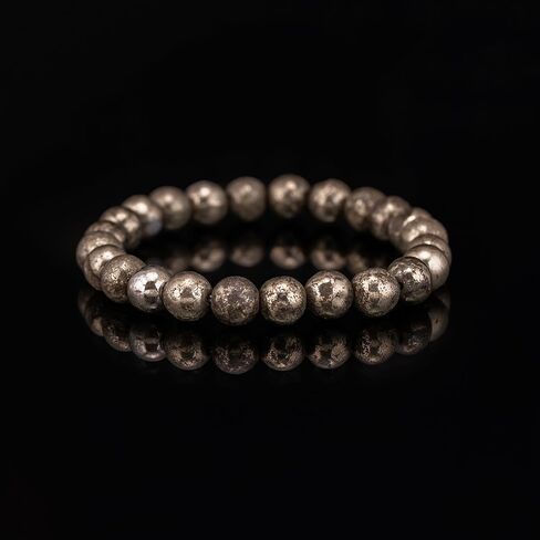 Lab Certified Pyrite Healing Bracelet – 8mm Natural Gemstone Beads, Stretch Elastic Bracelet for Women & Men in Saudi Arabia