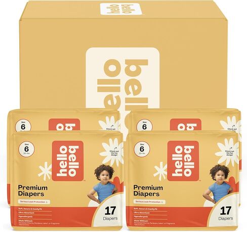 Hello Bello Diapers, Size 6 (35+ lbs) Superstars - 68 Count Value Pack of Premium Disposable Baby Diapers, Hypoallergenic with Soft, Cloth-Like Feel in Kuwait