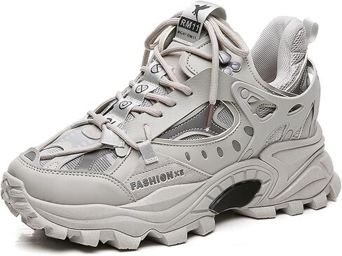 Men's Fashion Leather High Top Lace Up Chunky Platform Sneakers Casual Non Slip Round Toe Driving Walking Jogging Tennis Training Shoes in Saudi Arabia