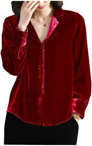 Silk Velvet Spring and Autumn Lady's Long-Sleeved Shirt Blouses for Women Fashi Clothes Office Outfits in Saudi Arabia
