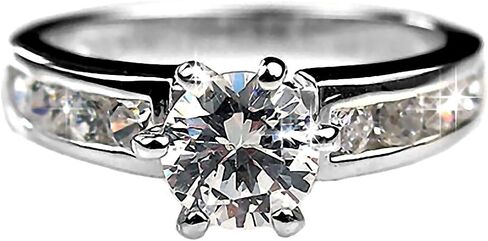 خاتم خطوبة زفاف من الفضة الإسترليني عيار 1.35 قيراط من Trustmark مرصع بأحجار الزركونيوم، دليلة 3038A in Kuwait