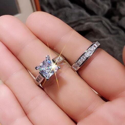 A Set of Elegant Square Cut Zirconia Ring for Daily Wear Engagement Party Gifts Perfect for Couples in Saudi Arabia