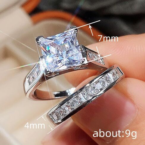 A Set of Elegant Square Cut Zirconia Ring for Daily Wear Engagement Party Gifts Perfect for Couples in Saudi Arabia