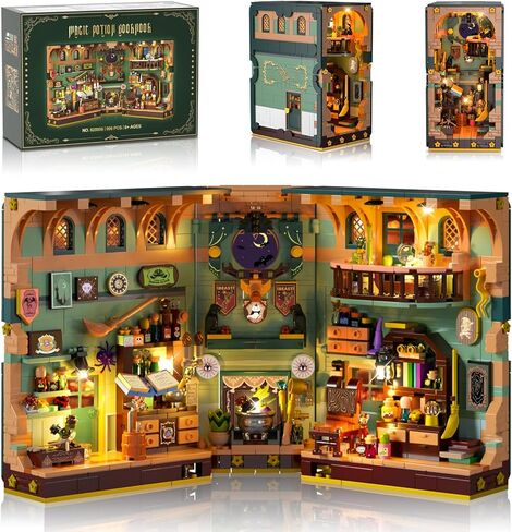 Magic Potion BookNook Building مجموعة مع الضوء ، DIY Bookend Build Build Kit for Home Decor Bookshelf ، 990 PCS Miniature Book Nook Build in Kuwait