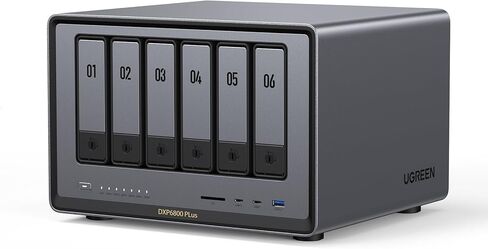 UGREEN NASync DXP4800 Plus 4-Bay Desktop NAS, Intel Pentium Gold 8505 5-Core CPU, 8GB DDR5 RAM, 128G SSD, 1 * 10GbE, 1 * 2.5GbE, 2 * M.2 NVMe Slots, 4K HDMI, Network Attached Storage (Diskless) in Saudi Arabia