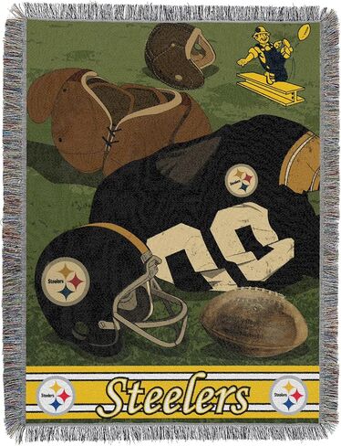 Northwest NFL Pittsburgh Steelers Unisex-Adult Woven Tapestry Throw Blanket, 48" x 60", Home Field Advantage in Saudi Arabia