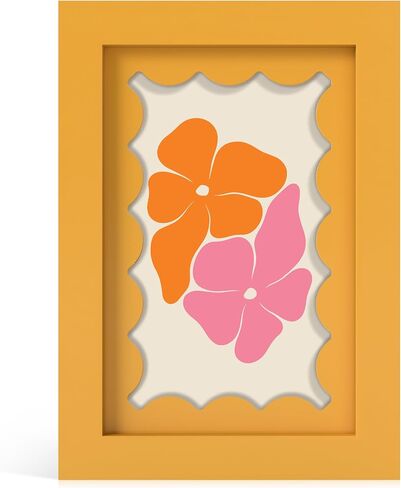 إطار صورة مقاس 8 × 10 مع زجاج حقيقي، إطار صور خشبي لطيف مقاس 8 × 10 مع حصيرة متموجة لسطح الطاولة والتعليق على الحائط، أصفر، عبوة واحدة in Kuwait