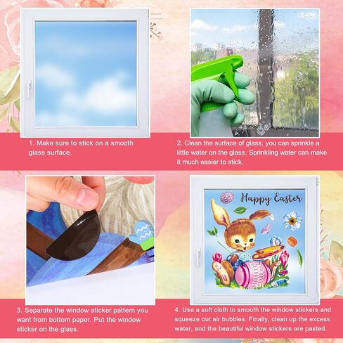 9 Sheets Vintage Easter Animal Window Cling Stickers Retro Watercolor Bunny Rabbit Chick Lamb Reusable Window Decals for Spring Party Home Classroom Decoration in Saudi Arabia