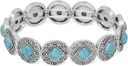 Turquoise Stretch Bracelets Boho Natural Stone Bangle Bracelet Adjustable Carved Wrist Bracelet in Saudi Arabia