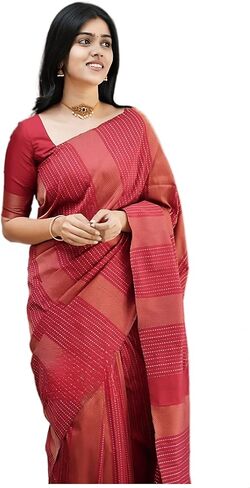 Textile Women's Banarasi Soft Silk Saree With Unstitched Blouse Piece (Free Size) in Saudi Arabia