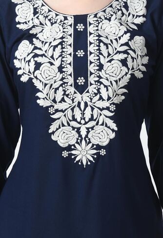 Kurti for Women - Short Chikankari Kurtis for Girls, Lakhnawi Tunic Top Kurta Design for Ladies, Woman Ethnic Kurthi in Saudi Arabia