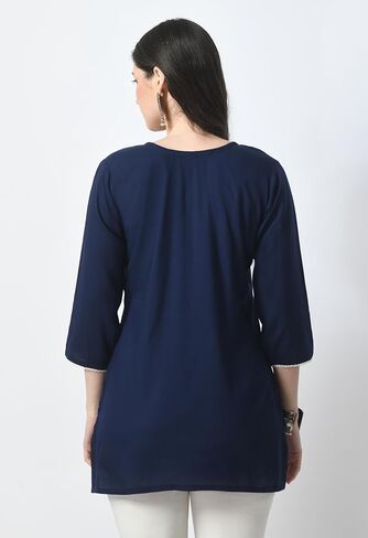 Kurti for Women - Short Chikankari Kurtis for Girls, Lakhnawi Tunic Top Kurta Design for Ladies, Woman Ethnic Kurthi in Saudi Arabia