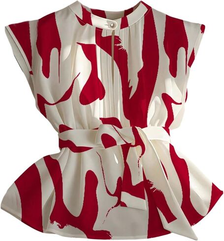 GORGLITTER Women's Animal Zebra Print Peplum Babydoll Top Blouse Dressy Casual Colorblock Cap Sleeve Summer Shirt Top in Saudi Arabia