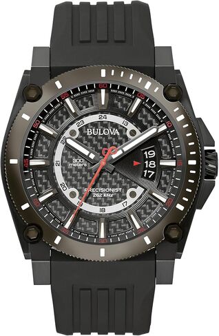 Bulova Men's Icon High Performance Quartz Chronograph Black Stainless Steel Watch with Polyurethane Strap, Black Dial Style: 98B417 in Saudi Arabia