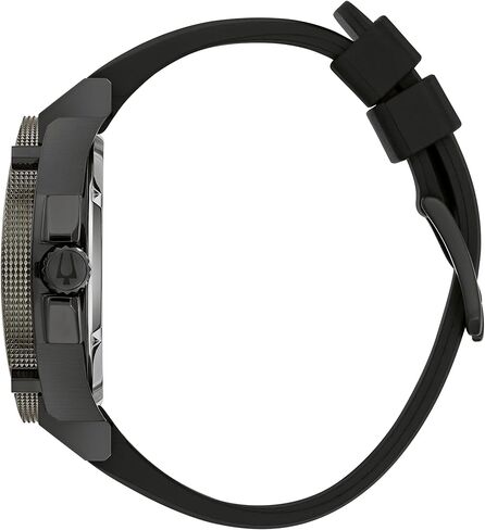 Bulova Men's Icon High Performance Quartz Chronograph Black Stainless Steel Watch with Polyurethane Strap, Black Dial Style: 98B417 in Saudi Arabia