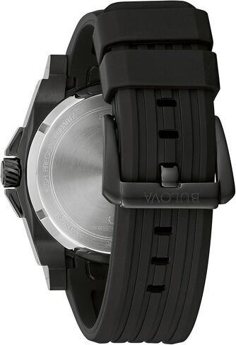 Bulova Men's Icon High Performance Quartz Chronograph Black Stainless Steel Watch with Polyurethane Strap, Black Dial Style: 98B417 in Saudi Arabia
