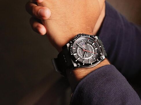 Bulova Men's Icon High Performance Quartz Chronograph Black Stainless Steel Watch with Polyurethane Strap, Black Dial Style: 98B417 in Saudi Arabia