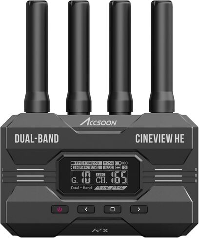 ACCSOON CineView HE Wireless Video Transmission Transmitter 2.4-5Ghz Dual Channel Wireless HDMI Transmitter UVC Out for Live Streaming 1080p 60fps ≤0.06 Latency 1200ft Range（onlyTransmitter） in Saudi Arabia