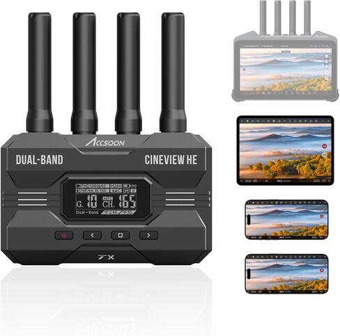 ACCSOON CineView HE Wireless Video Transmission Transmitter 2.4-5Ghz Dual Channel Wireless HDMI Transmitter UVC Out for Live Streaming 1080p 60fps ≤0.06 Latency 1200ft Range（onlyTransmitter） in Saudi Arabia