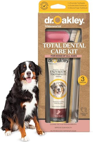 Total Dental Care Kit for Dogs & Cats – Chicken Flavor Enzymatic Toothpaste, Dual-Head Toothbrush & Finger Brush – Helps Reduce Tartar & Plaque – Vet Recommended – 3-Piece Set in Saudi Arabia