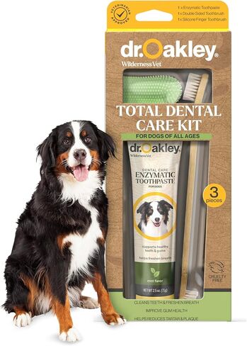 Total Dental Care Kit for Dogs & Cats – Chicken Flavor Enzymatic Toothpaste, Dual-Head Toothbrush & Finger Brush – Helps Reduce Tartar & Plaque – Vet Recommended – 3-Piece Set in Saudi Arabia