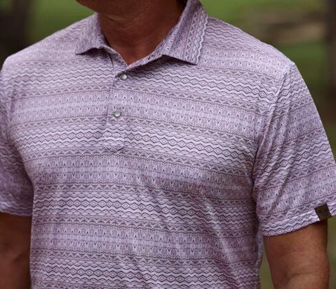 Lazy J Ranch Wear Men's Navajo Print Performance Polo Shirt - Plum with Pearl Snap Buttons - Golf Shirts for Men in Saudi Arabia