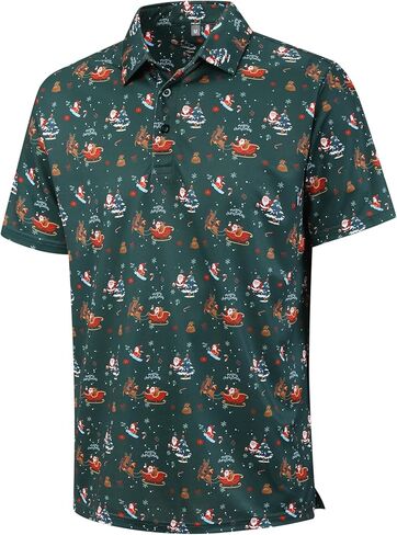 Men Golf Polo Shirts Short Sleeve Casual Print Dry Fit Moisture Wicking Performance Collared Golf Shirts for Men in Saudi Arabia