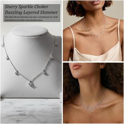 JOLINO Chocker Necklace for Women,925 Sterling Silver Plated with Platinum,Versatile for Solo or Layered Wear,Gift for Christmas,Birthday,Wedding, Anniversary,Graduation in Kuwait