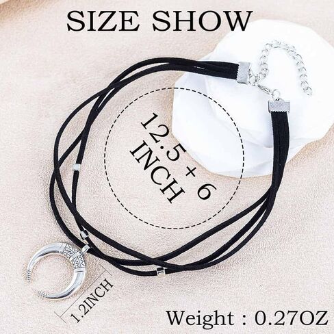 Boho Choker Necklace for Women Moon Pendant Necklace Black Layered Necklace Western Neck Jewelry in Saudi Arabia