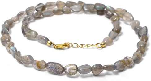 A&M GEMS & JEWELS Natural Gemstone 6-7 mm Smooth Nuggets Beads Handmade Beaded Choker Necklace 925 Sterling Silver Over 14k Gold Plated Jewelry for Women in Saudi Arabia