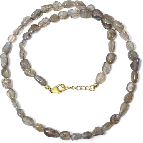 A&M GEMS & JEWELS Natural Gemstone 6-7 mm Smooth Nuggets Beads Handmade Beaded Choker Necklace 925 Sterling Silver Over 14k Gold Plated Jewelry for Women in Saudi Arabia