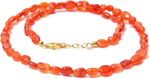 A&M GEMS & JEWELS Natural Gemstone 6-7 mm Smooth Nuggets Beads Handmade Beaded Choker Necklace 925 Sterling Silver Over 14k Gold Plated Jewelry for Women in Saudi Arabia