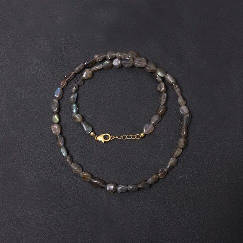A&M GEMS & JEWELS Natural Gemstone 6-7 mm Smooth Nuggets Beads Handmade Beaded Choker Necklace 925 Sterling Silver Over 14k Gold Plated Jewelry for Women in Saudi Arabia