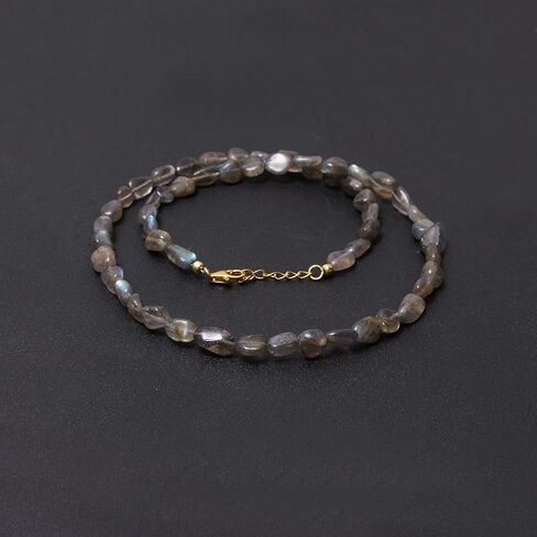 A&M GEMS & JEWELS Natural Gemstone 6-7 mm Smooth Nuggets Beads Handmade Beaded Choker Necklace 925 Sterling Silver Over 14k Gold Plated Jewelry for Women in Saudi Arabia
