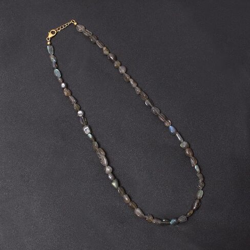 A&M GEMS & JEWELS Natural Gemstone 6-7 mm Smooth Nuggets Beads Handmade Beaded Choker Necklace 925 Sterling Silver Over 14k Gold Plated Jewelry for Women in Saudi Arabia