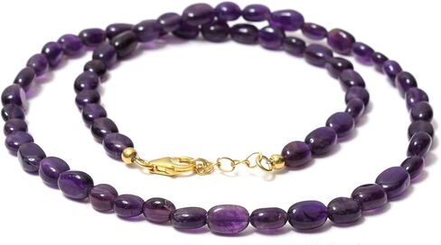 A&M GEMS & JEWELS Natural Gemstone 6-7 mm Smooth Nuggets Beads Handmade Beaded Choker Necklace 925 Sterling Silver Over 14k Gold Plated Jewelry for Women in Saudi Arabia