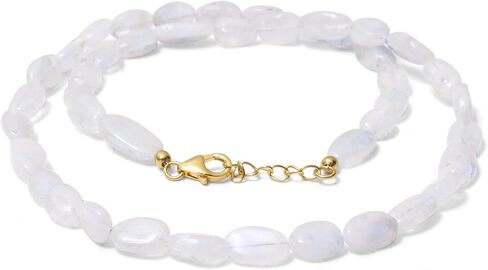 A&M GEMS & JEWELS Natural Gemstone 6-7 mm Smooth Nuggets Beads Handmade Beaded Choker Necklace 925 Sterling Silver Over 14k Gold Plated Jewelry for Women in Saudi Arabia