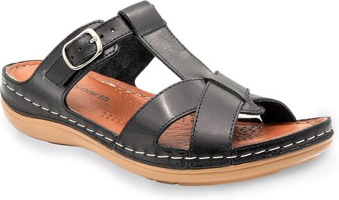 Slip-On Sandals Women Sole & Earth Womens Sandals | Genuine Leather Double-Buckle Flats for Women Dress Shoes for Women in Saudi Arabia