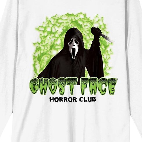 Bioworld Ghostface Horror Club Neon Green Smoke Adult White Crew Neck Long Sleeve Tee in Saudi Arabia