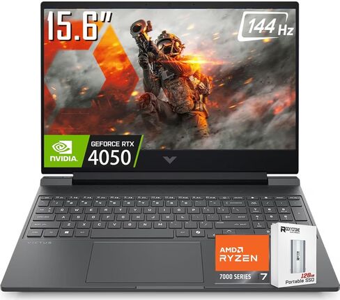 HP VICTUS 15 Gaming Labtop ، 15.6 "FHD 144Hz Screen ، Intel Core I7-12650H (حتى 4.7 GHz) ، NVIDIA GEFORCE RTX 4050 ، 64GB RAM ، 2TB PCIE SSD ، Backlit KB ، WI-FI 6 ، HDMI ، WIN 11 Accessories ، W/BWE in Kuwait