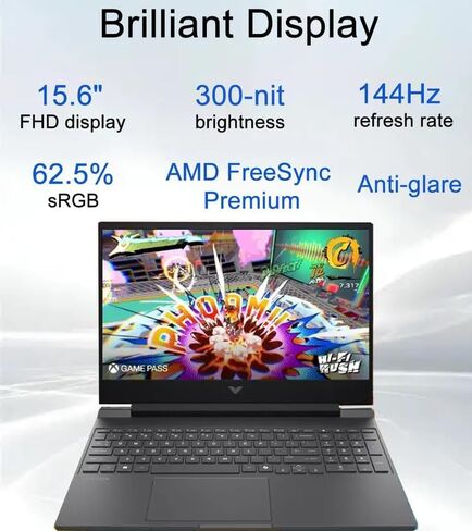 HP VICTUS 15 Gaming Labtop ، 15.6 "FHD 144Hz Screen ، Intel Core I7-12650H (حتى 4.7 GHz) ، NVIDIA GEFORCE RTX 4050 ، 64GB RAM ، 2TB PCIE SSD ، Backlit KB ، WI-FI 6 ، HDMI ، WIN 11 Accessories ، W/BWE in Kuwait