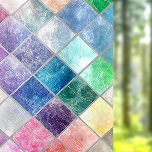 Nuxovilar Gothic Window Film, Purple Glass Window Privacy Film 17.5×39.3 Inch Lattice Cling Decorative, Purple Abstraction Gothic Windows Cling for Windows Bathroom Home in Saudi Arabia