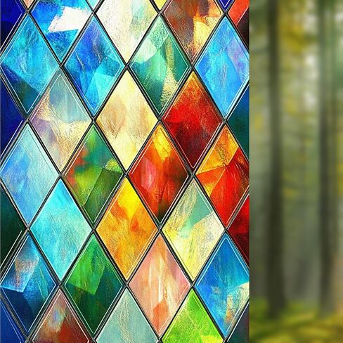 Nuxovilar Gothic Window Film, Purple Glass Window Privacy Film 17.5×39.3 Inch Lattice Cling Decorative, Purple Abstraction Gothic Windows Cling for Windows Bathroom Home in Saudi Arabia