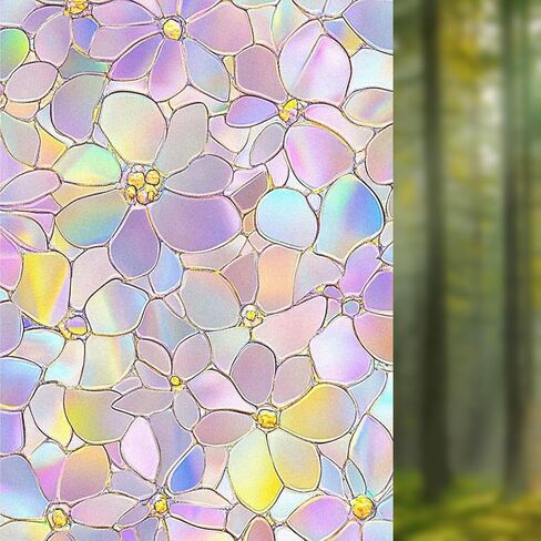 Nuxovilar Gothic Window Film, Purple Glass Window Privacy Film 17.5×39.3 Inch Lattice Cling Decorative, Purple Abstraction Gothic Windows Cling for Windows Bathroom Home in Saudi Arabia