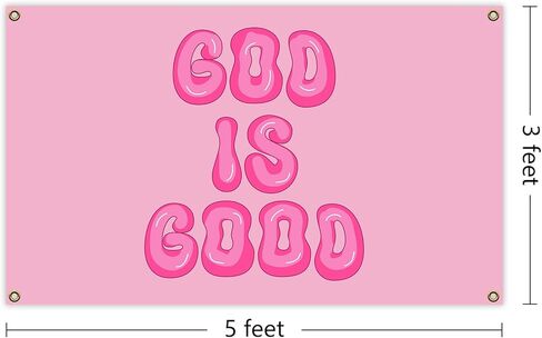 GOD IS GOOD مضحك نسيج ميمي بارد 3x5 قدم غرفة الرجال كلية النوم غرفة نوم رجل الكهف الفتيات جدار ديكور في الهواء الطلق داخلي فرحان أسود، أربعة الحلقات النحاسية in Kuwait